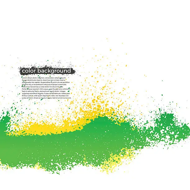 Vector illustration of Green And Yellow Splatter Paint Grunge Bright Background