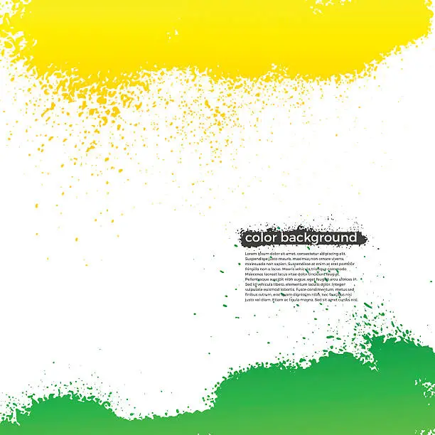 Vector illustration of Green And Yellow Splatter Paint Grunge Bright Background