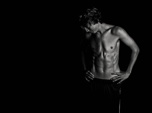 Black and White Fitness Physique stock photo