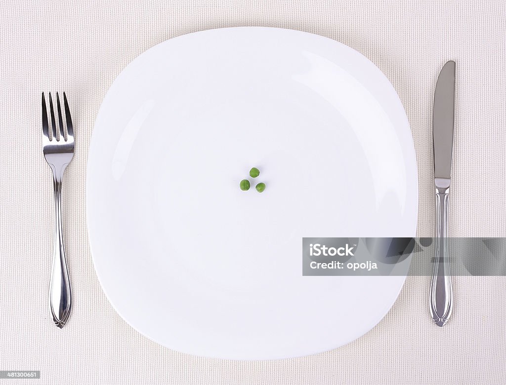 Small portion of food on a big plate Small portion of food on a big plate  Small Stock Photo