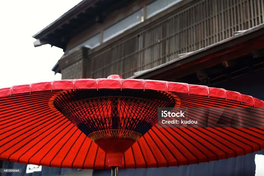 Nodate umbrella Red umbrella to use for the Japanese tea ceremony 2015 Stock Photo