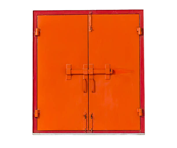 istock orange  metal window on white background 481305211