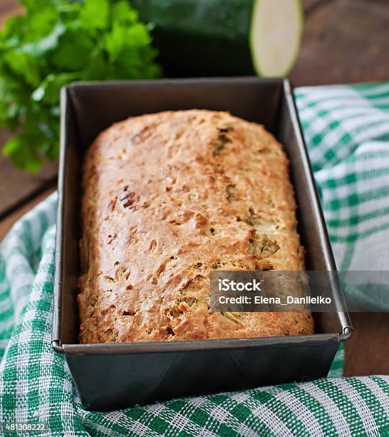 Zucchini Bread With Cheese On A Wooden Background Stock Photo - Download Image Now - 2015, 7-Grain Bread, Appetizer