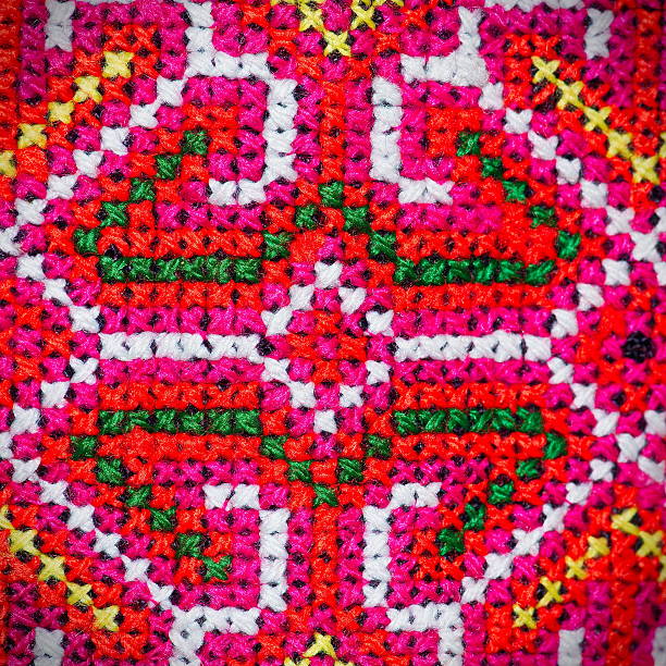 Colorful thai peruvian style rug surface close up. More of this motif & more textiles in my port.