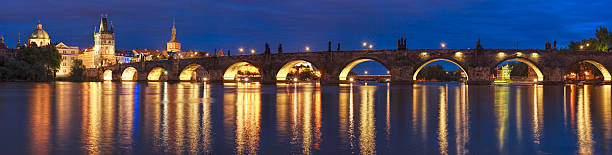 istock Prague at night Charles Bridge to the river 481308992