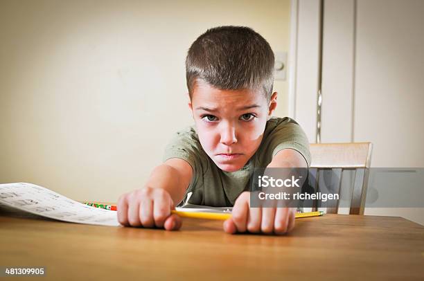 Homework Difficulties Stock Photo - Download Image Now - 6-7 Years, Beautiful People, Boys