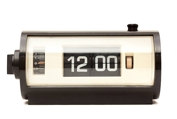 Vintage Clock - 12 o'clock, isolated on White
