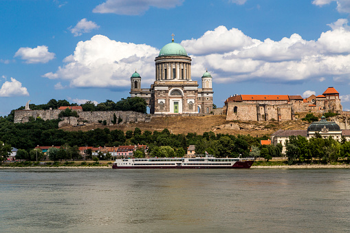 The Esztergom basilica is located near to river Danube, bordeline of Hungary and Slovakia.