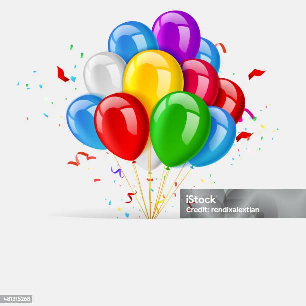 Balloons Greeting Card Happy Birthday Banner Stock Illustration - Download Image Now - Balloon, Hot Air Balloon, Birthday