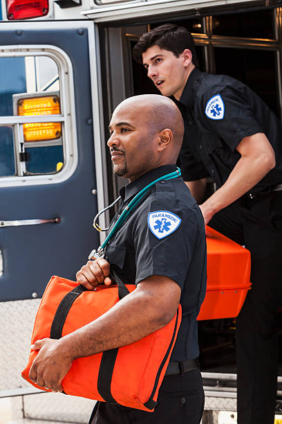istock Paramedics at back of ambulance 481315435