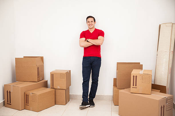 Handsome man moving in stock photo
