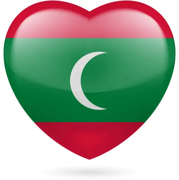 Vector illustration of Heart icon of Maldives