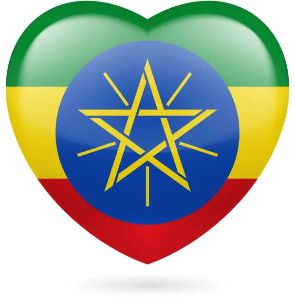 Vector illustration of Heart icon of Ethiopia