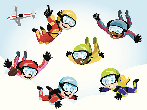 skydivers - freefall stock illustrations