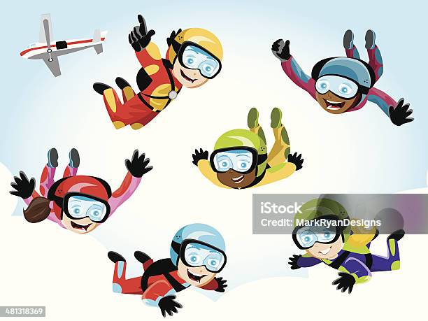 Skydivers Stock Illustration - Download Image Now - Skydiving, Parachute, Parachuting