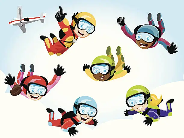 Vector illustration of Skydivers