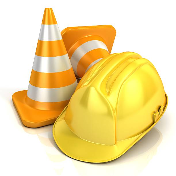 istock Traffic cones and safety helmet 481319626