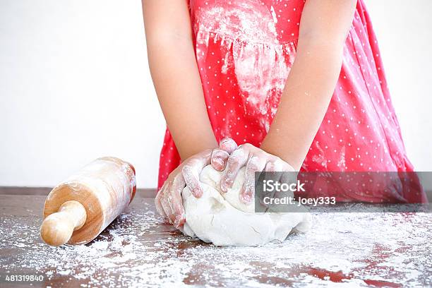 Little Kid Prepare Pizza Dough Stock Photo - Download Image Now - 2015, Baked Pastry Item, Baking