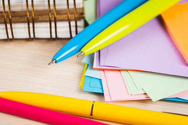 istock School and office accessories on wooden background 481320128