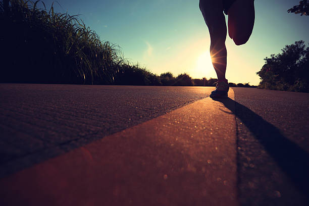 istock Runner athlete running at seaside road.vintage effect 481321288
