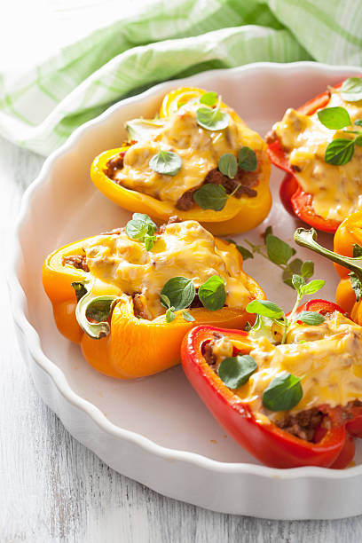 istock stuffed colorful peppers with meat cheese vegetables 481322070
