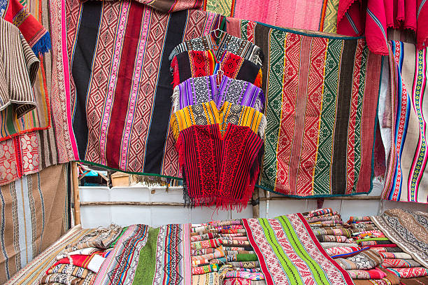 istock Color of textile, Pisac market, Cusco, Peru 481326054