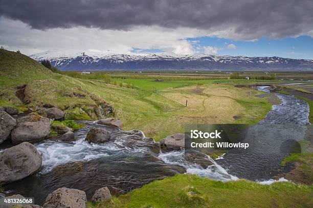 View From Gluggafoss Waterfall In South Iceland Stock Photo - Download Image Now - 2015, Cloud - Sky, Cloudscape