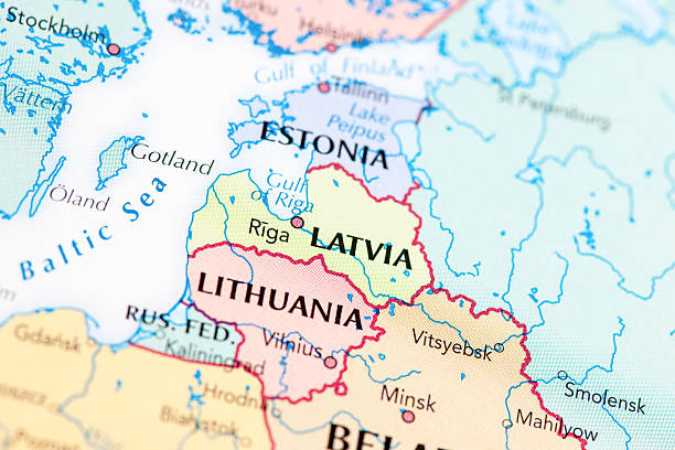 Latvia Estonia Lithuania Map of Latvia Estonia Lithuania international border photos stock pictures, royalty-free photos & images