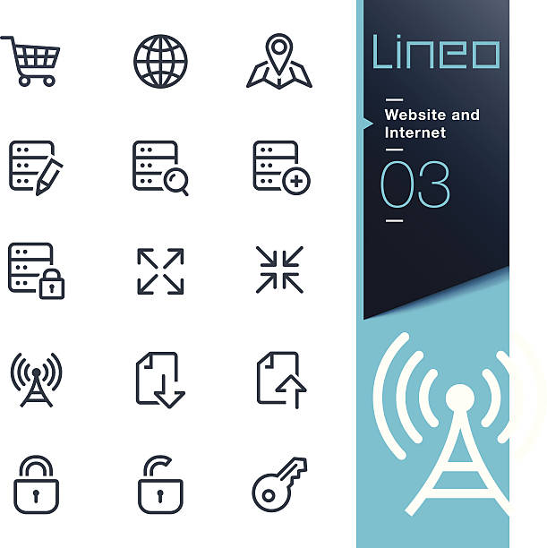 illustrazioni stock, clip art, cartoni animati e icone di tendenza di lineo-sito web e icone di internet contorno - ingrandimento su scala ridotta