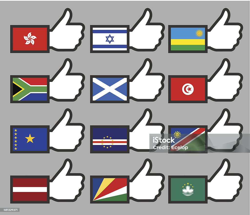 Flags in the Thumbs up-10 Flags in the Thumbs up-10, flat vector illustration Authority stock vector
