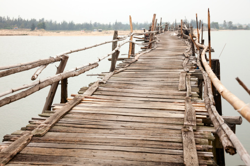 Unstable rickety bridge in Vietnam