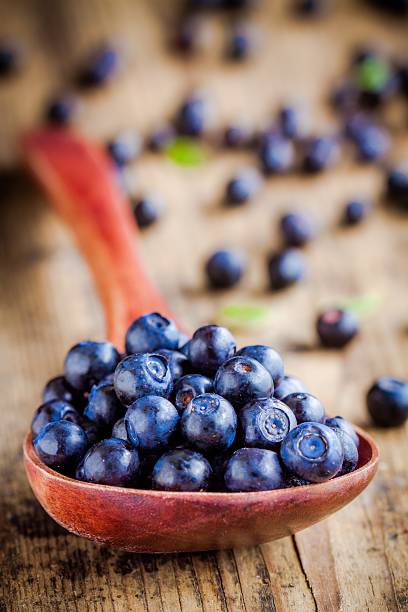 istock Fresh organic blueberries in a spoon 481330074