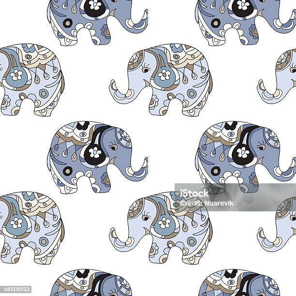 Elephant Seamleess Pattern Stock Illustration - Download Image Now - 2015, Animal, Animal Markings