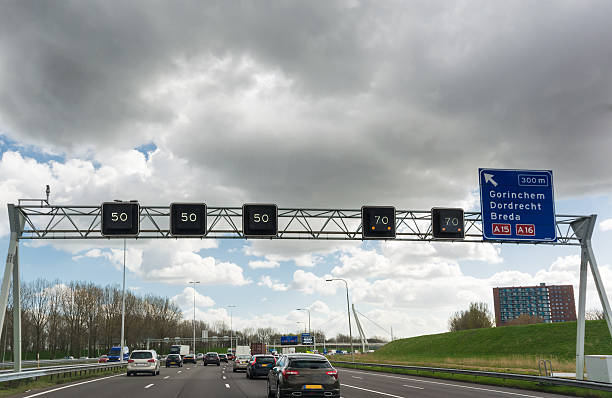 Dynamic speed limits freeway in europe dordrecht stock pictures, royalty-free photos & images