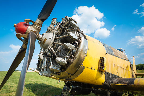 istock Propeller and engine of vintage airplane 481334212