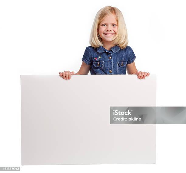 Girl Holding Blank Sign Stock Photo - Download Image Now - 4-5 Years, 6-7 Years, Blank
