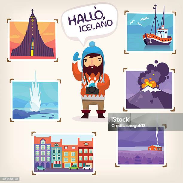 Iceland Tourism Stock Illustration - Download Image Now - Arctic, Cardigan Sweater, Cityscape