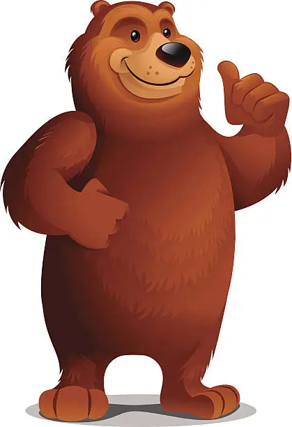 Vector illustration of Grizzly Bear: Thumbs Up