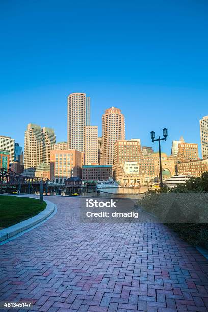 Boston Sunrise Lights Up The Skyscrapers Stock Photo - Download Image Now - Boston - Massachusetts, Night, Architecture