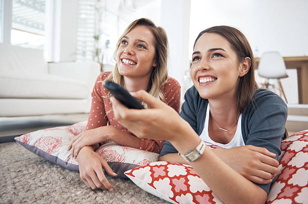 Enjoying their favorite TV show