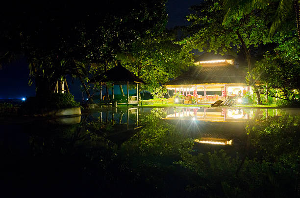 istock Pavillion in Bali Indonesia at night mirroring in pool 481346838