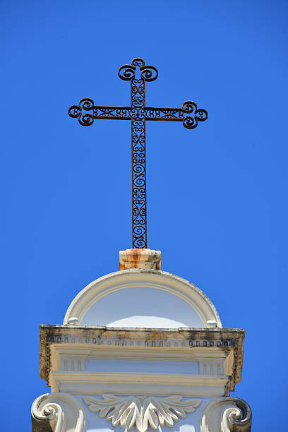 istock Church cross against blue sky 481346871