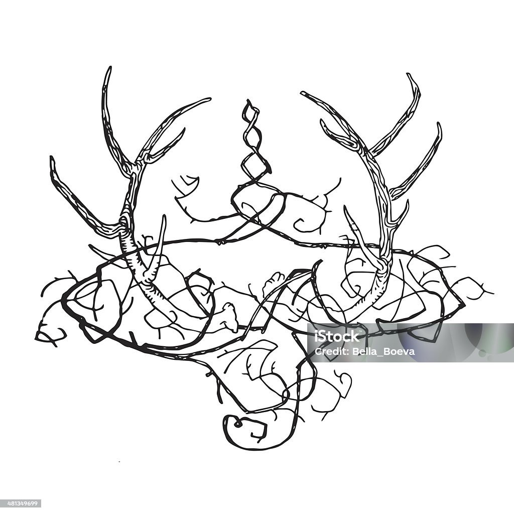 Abstract_true_gothic_background_with_horns_of_deer_and_a_crown_of_thorns_isolated - Lizenzfrei Abstrakt Vektorgrafik
