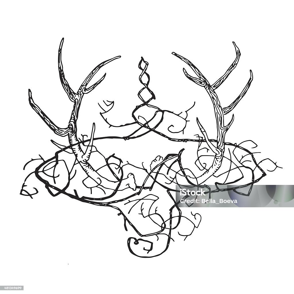 Abstract_true_gothic_background_with_horns_of_deer_and_a_crown_of_thorns_isolated - Royalty-free Abstrato arte vetorial