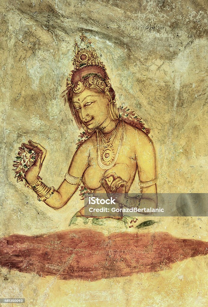 Cave Fresco pormenor, Sigiriya, Sri Lanka - Royalty-free Adulto Foto de stock