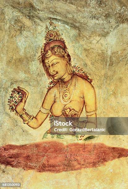 Cave Fresco Pormenor Sigiriya Sri Lanka - Fotografias de stock e mais imagens de Adulto - Adulto, Amor, Antigo