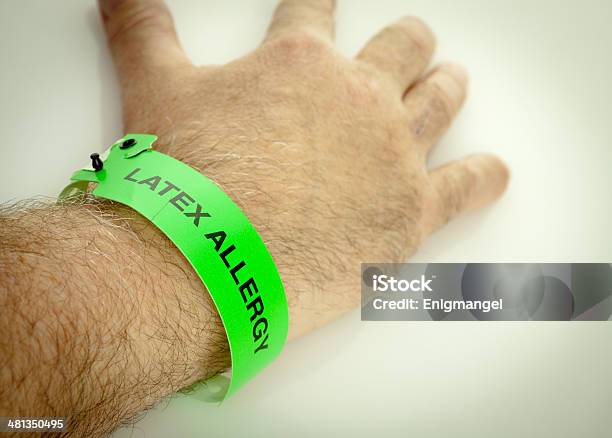 Latex Allergy Wrist Bracelet Stock Photo - Download Image Now - Allergy, Allergy Medicine, Assistance