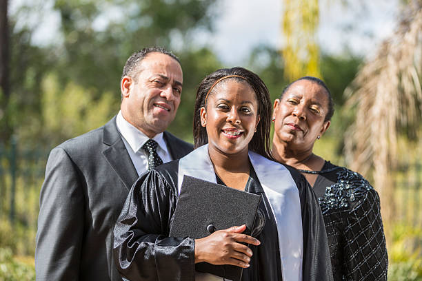 istock Daughter graduating as parents look on 481350559