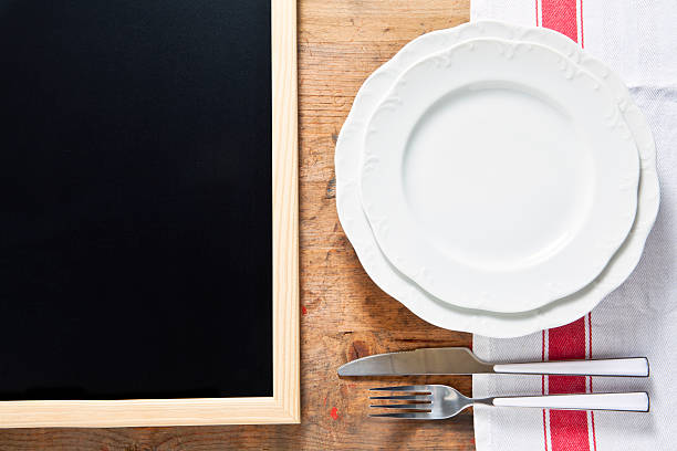 istock empty plate with cutlery on a wooden background 481351634