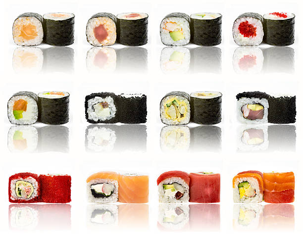 istock Sushi pieces collection, isolated on white backgroun 481351982